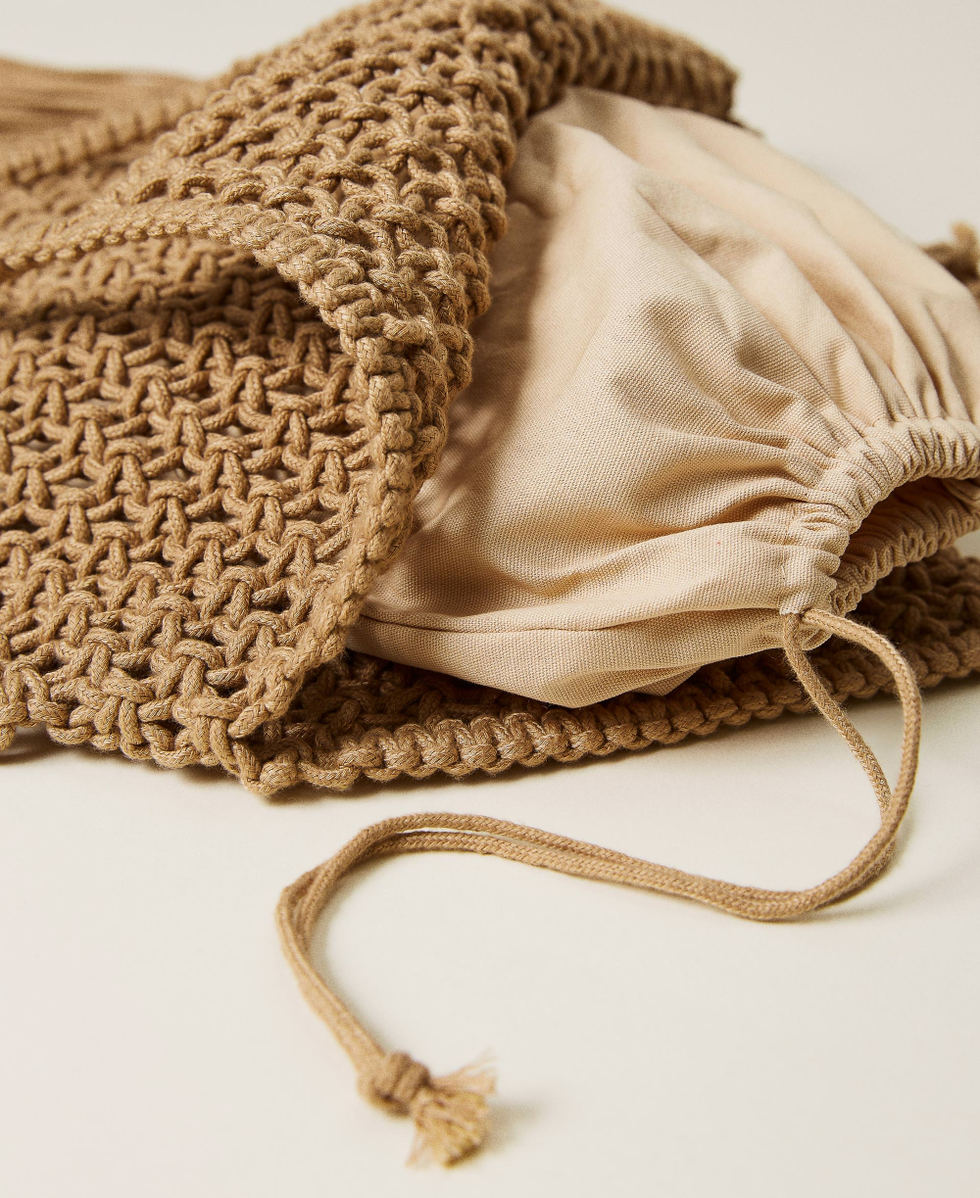 Borsa shopper in corda con frange