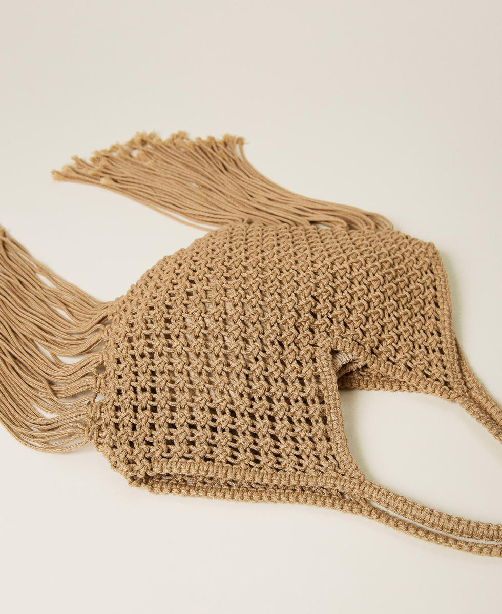 Borsa shopper in corda con frange