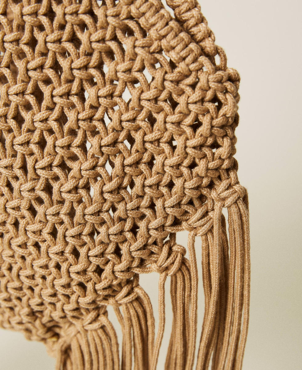 Borsa shopper in corda con frange