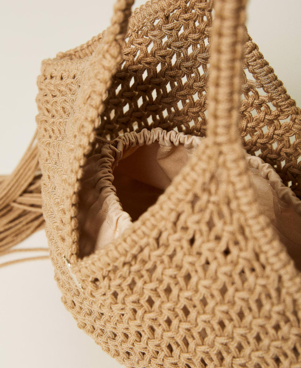 Borsa shopper in corda con frange