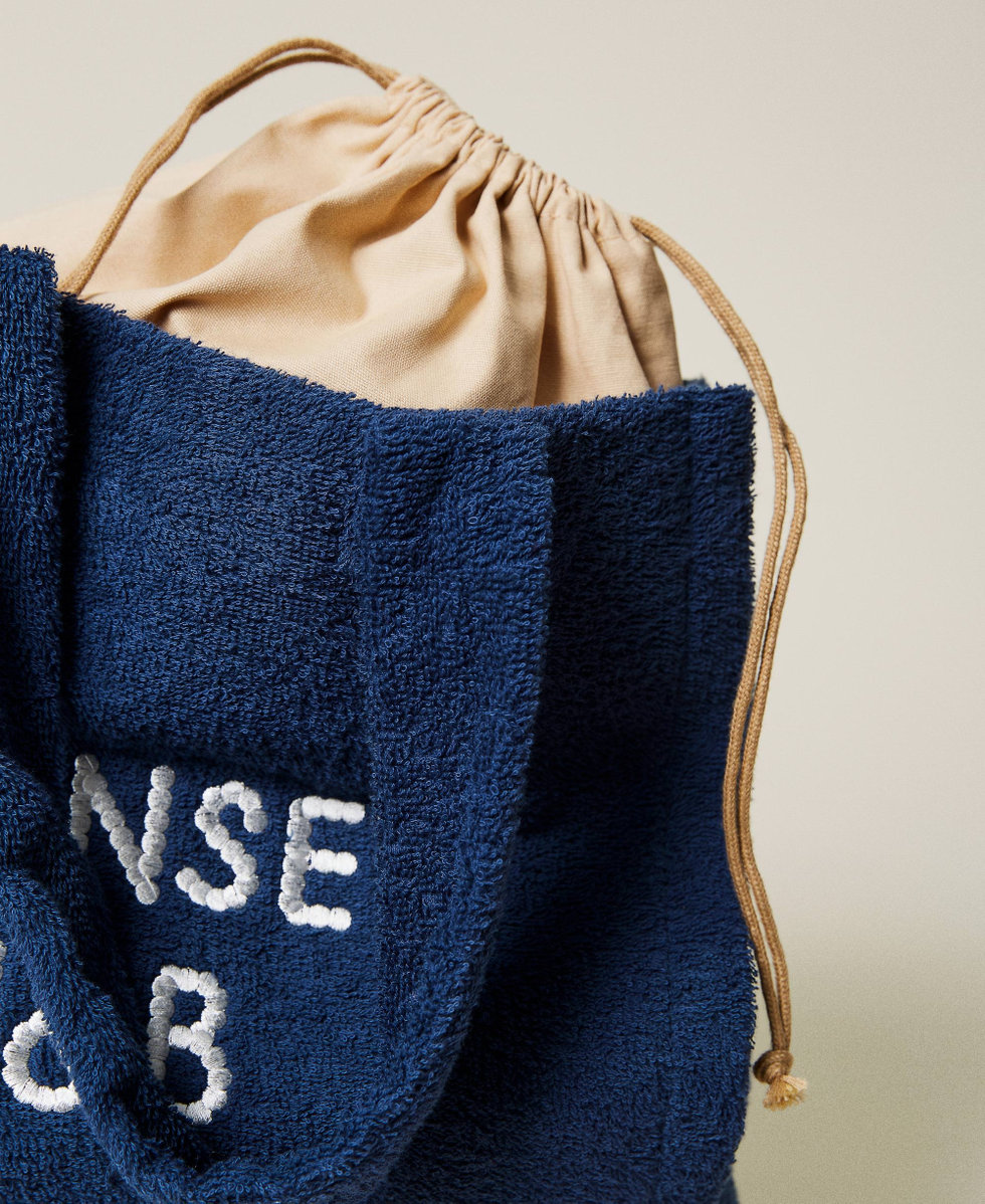 Borsa shopper in spugna con logo Donna, Blu | TWINSET Milano