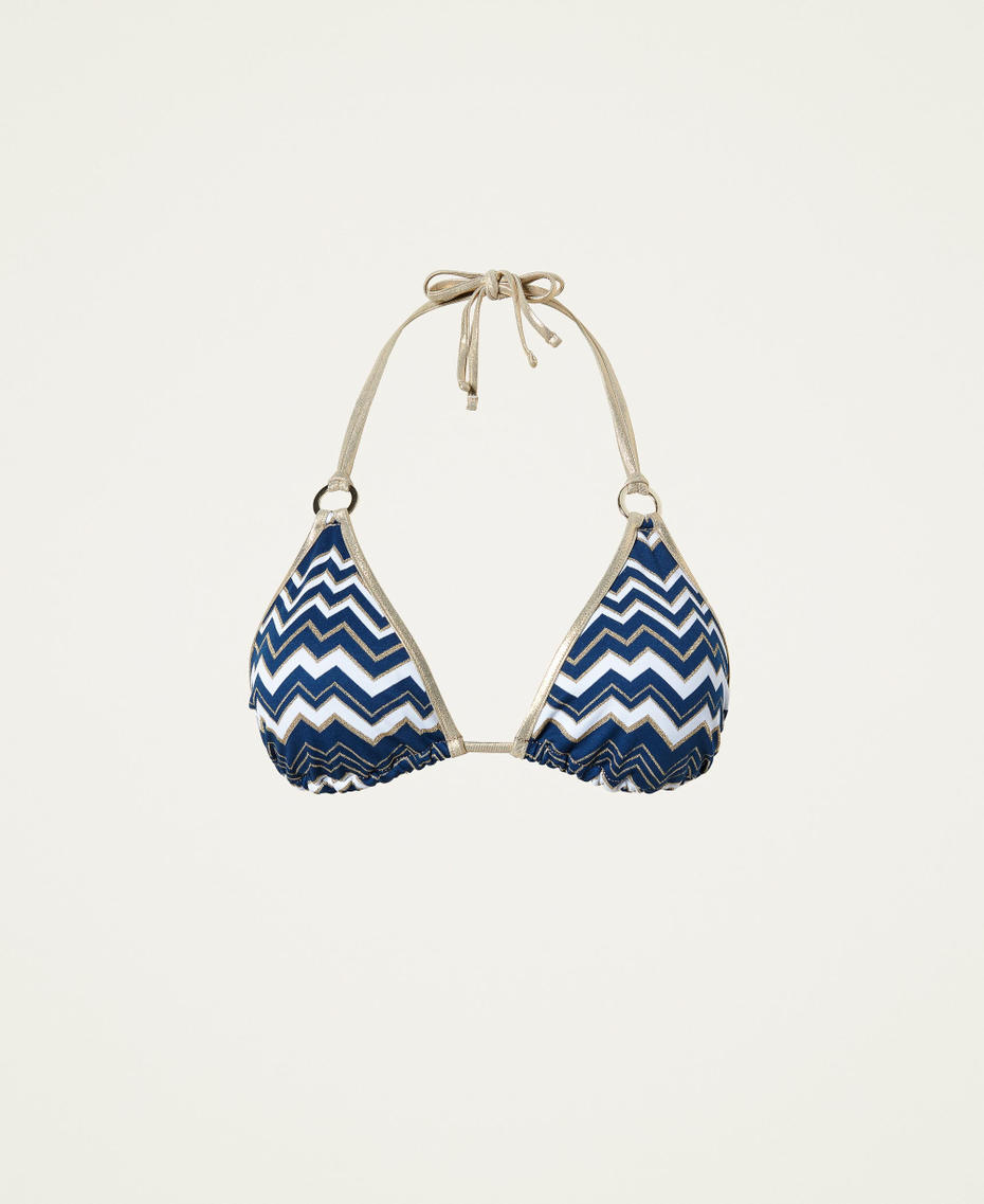 Triangel-Bikinitop aus Jacquard Fischgrat „Summer Blue“-Blau Frau 221LBM422-0S