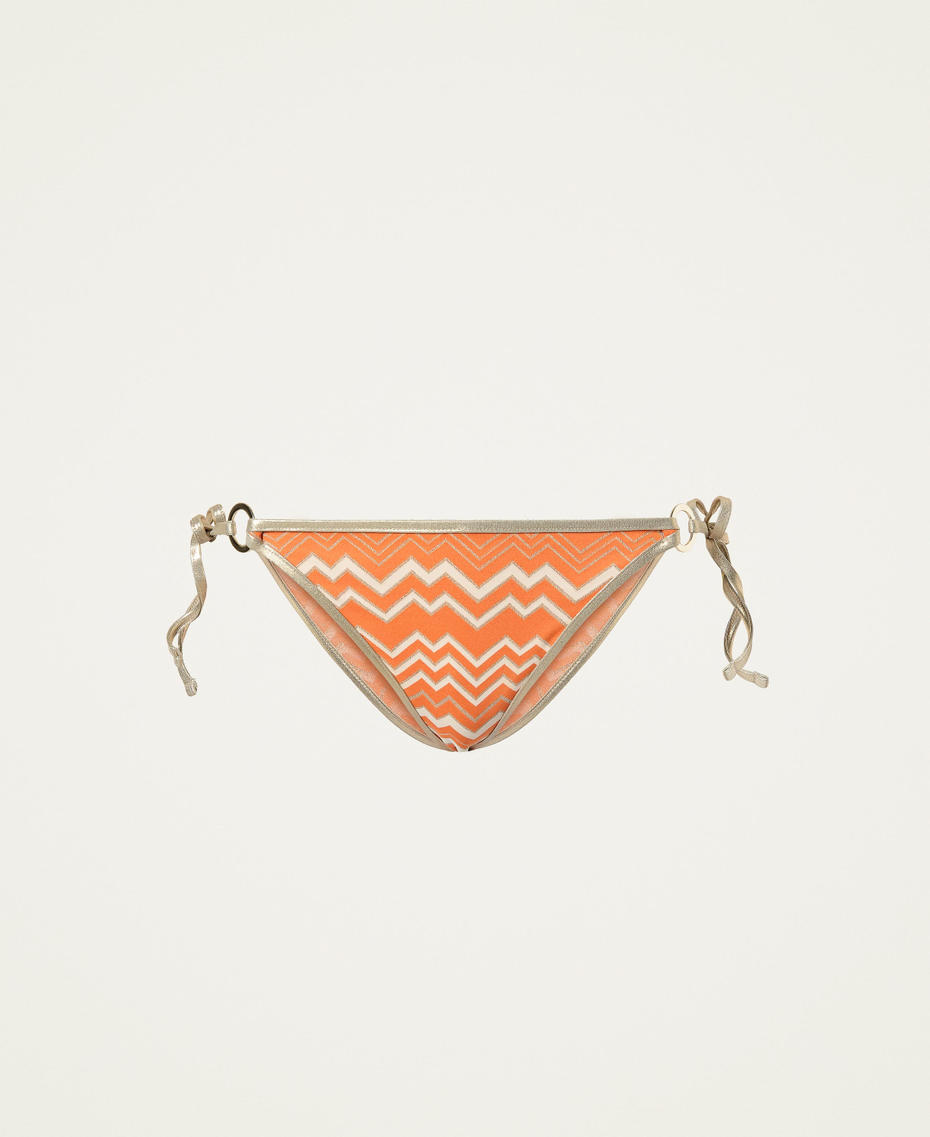 Tanga de bikini con anillas y cordones Chevrón Melón Mujer 221LBM488-0S