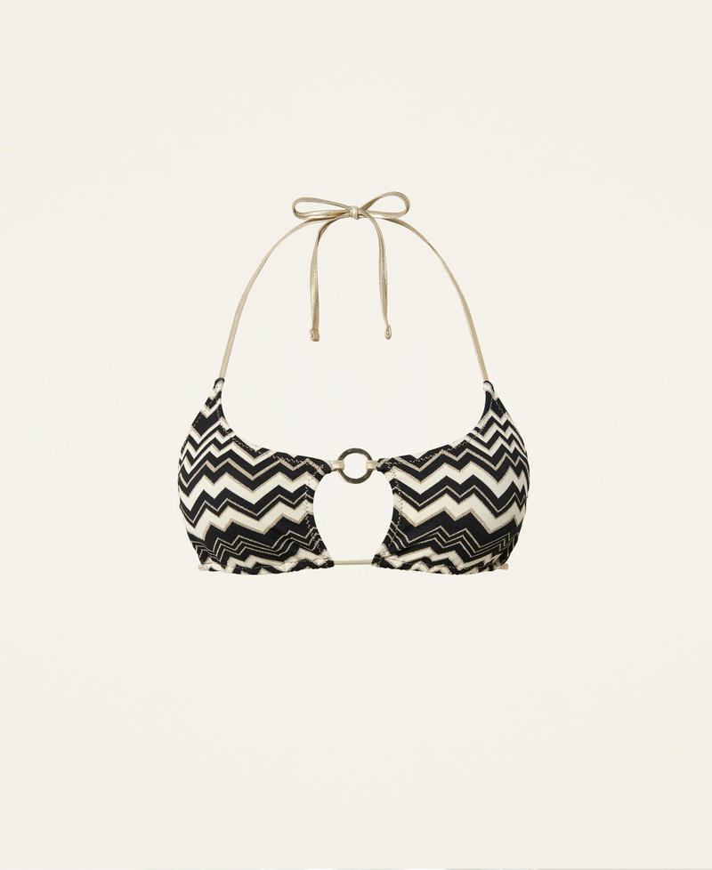 Jacquard bandeau bikini top