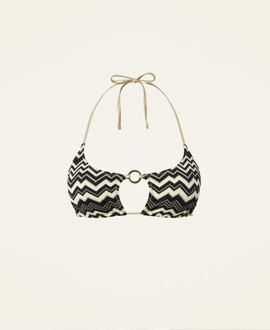 Jacquard bandeau bikini top