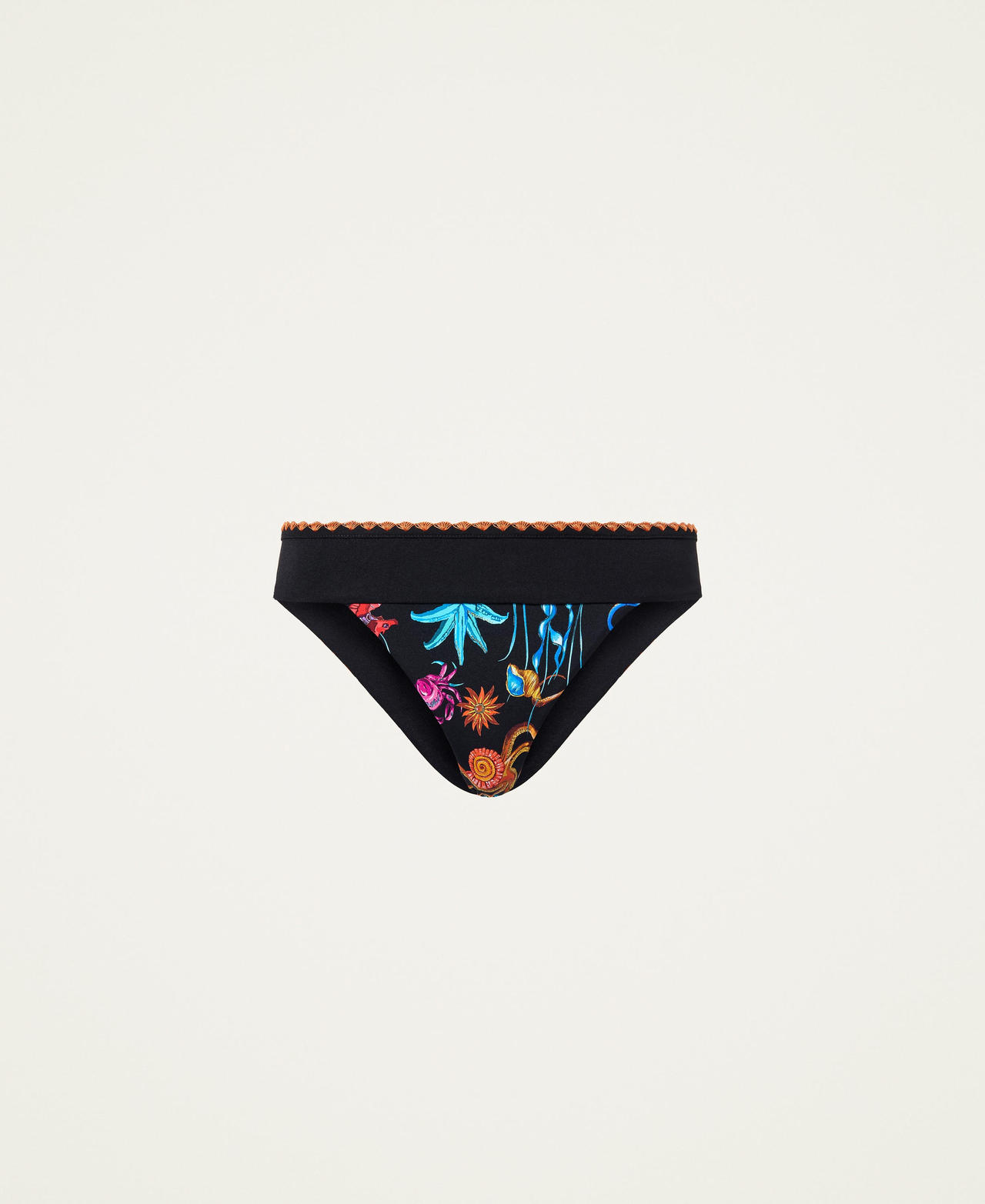 Bikini bottom with print and embroidery Black Woman 221LBMA00-0S