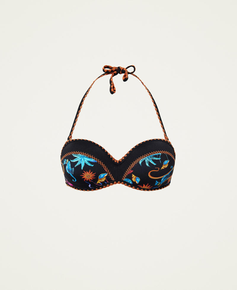 Sujetador de bikini bandeau con estampado y bordado