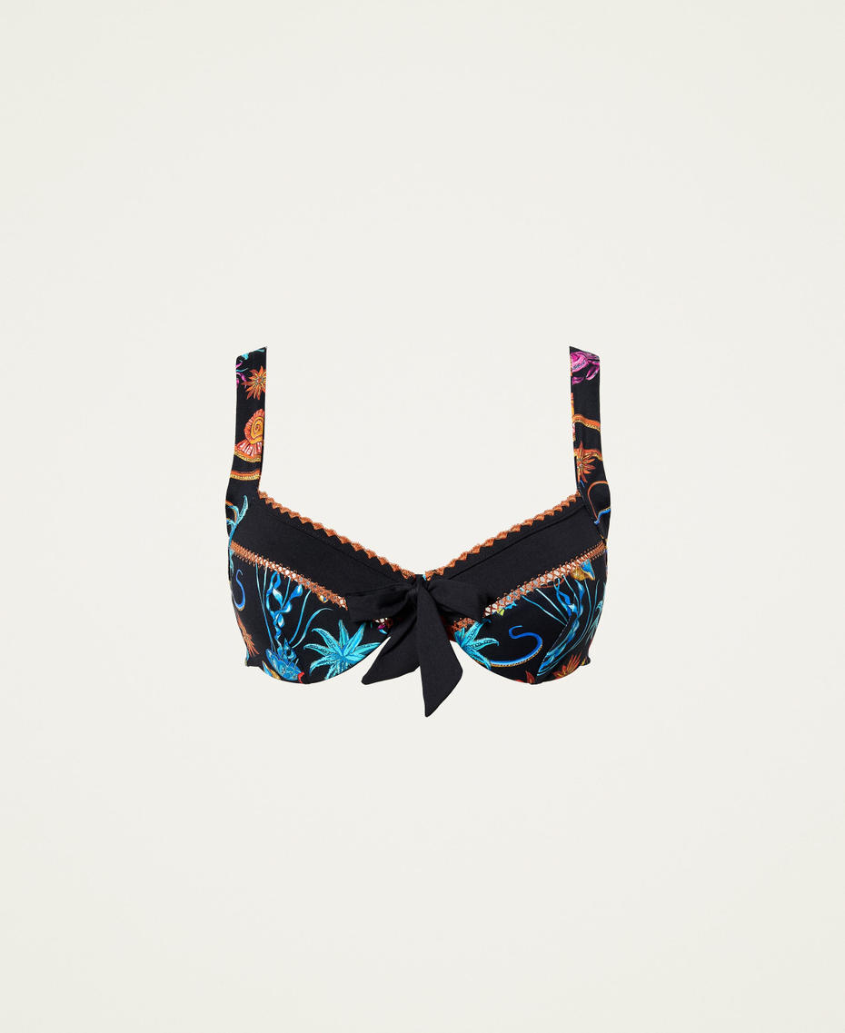 Underwire bikini top with print