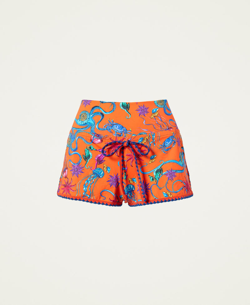 Shorts with print and embroidery "Orange Sun” Orange Woman 221LBMAYY-0S