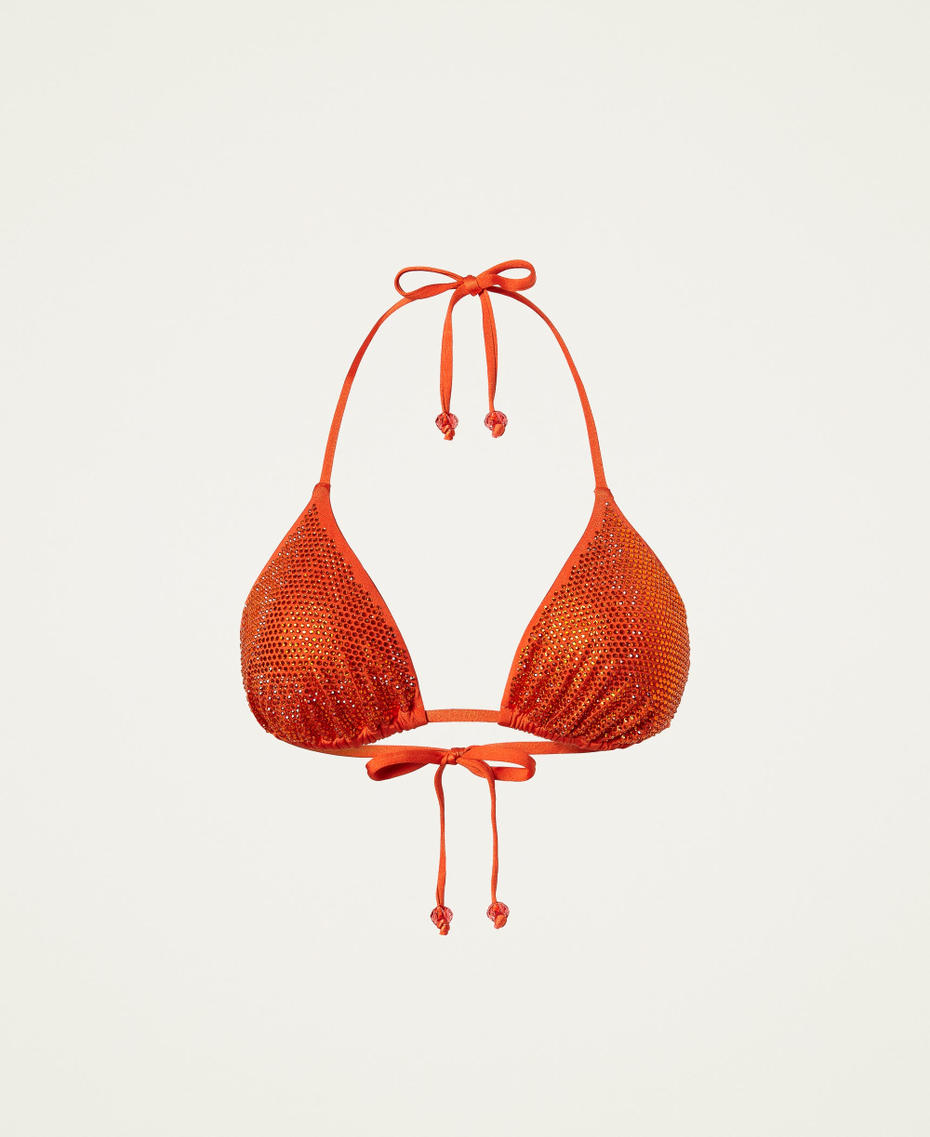 Triangel-Bikinitop mit Strass „Orange Sun“-Orange Frau 221LBMB22-0S