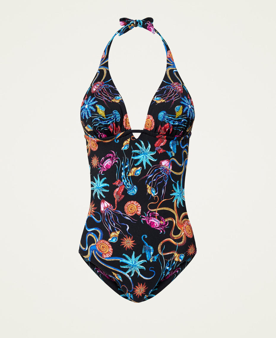 Printed one-piece swimsuit Black Woman 221LBMC00-0S