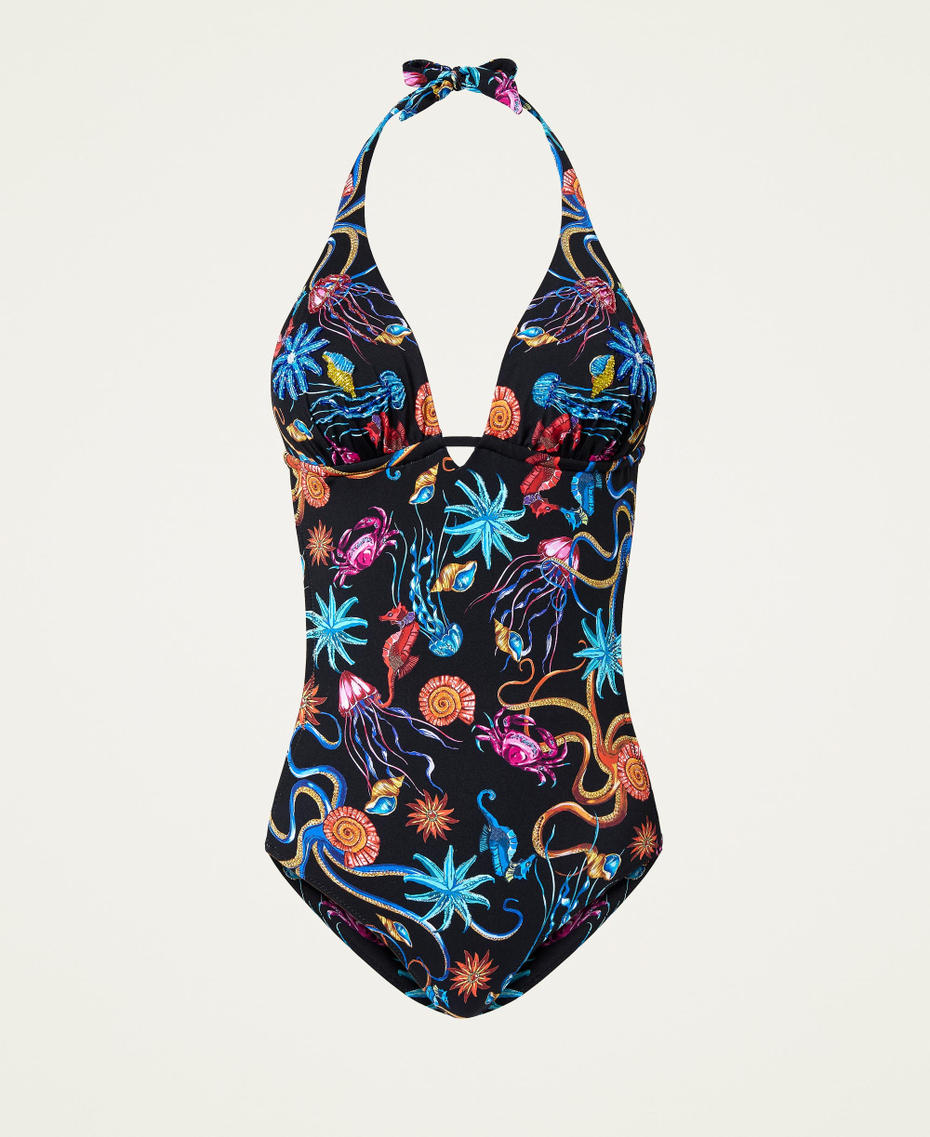 Printed one-piece swimsuit