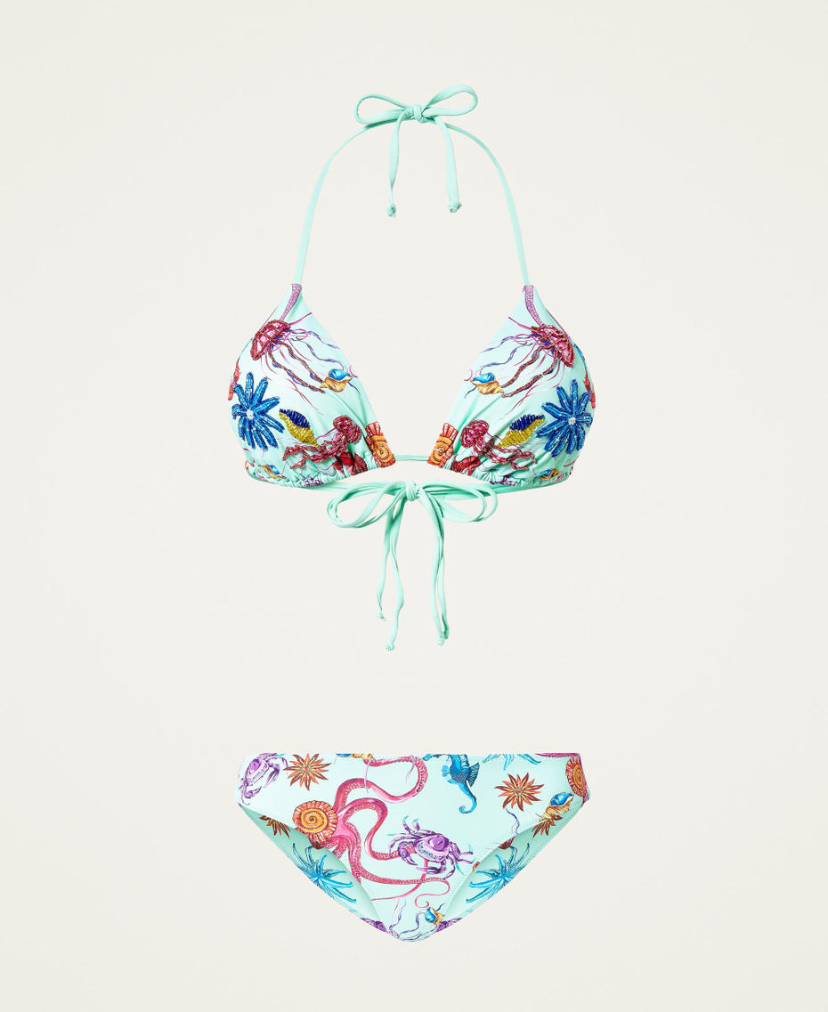 Bikini De 3 Piezas Para Mujer - Con Estampado Floral, Top Sin Tirantes, Braguita Triangular Y Falda De Gasa, Ideal Para Playa Y Piscina