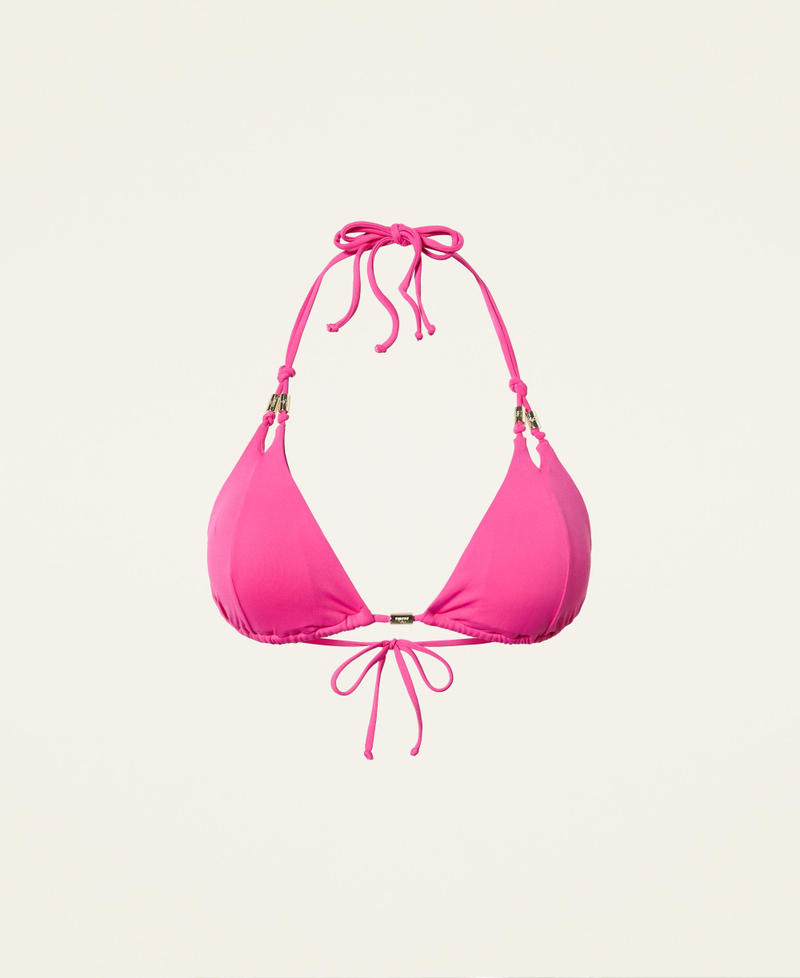 Triangle bikini top with cutout and knots