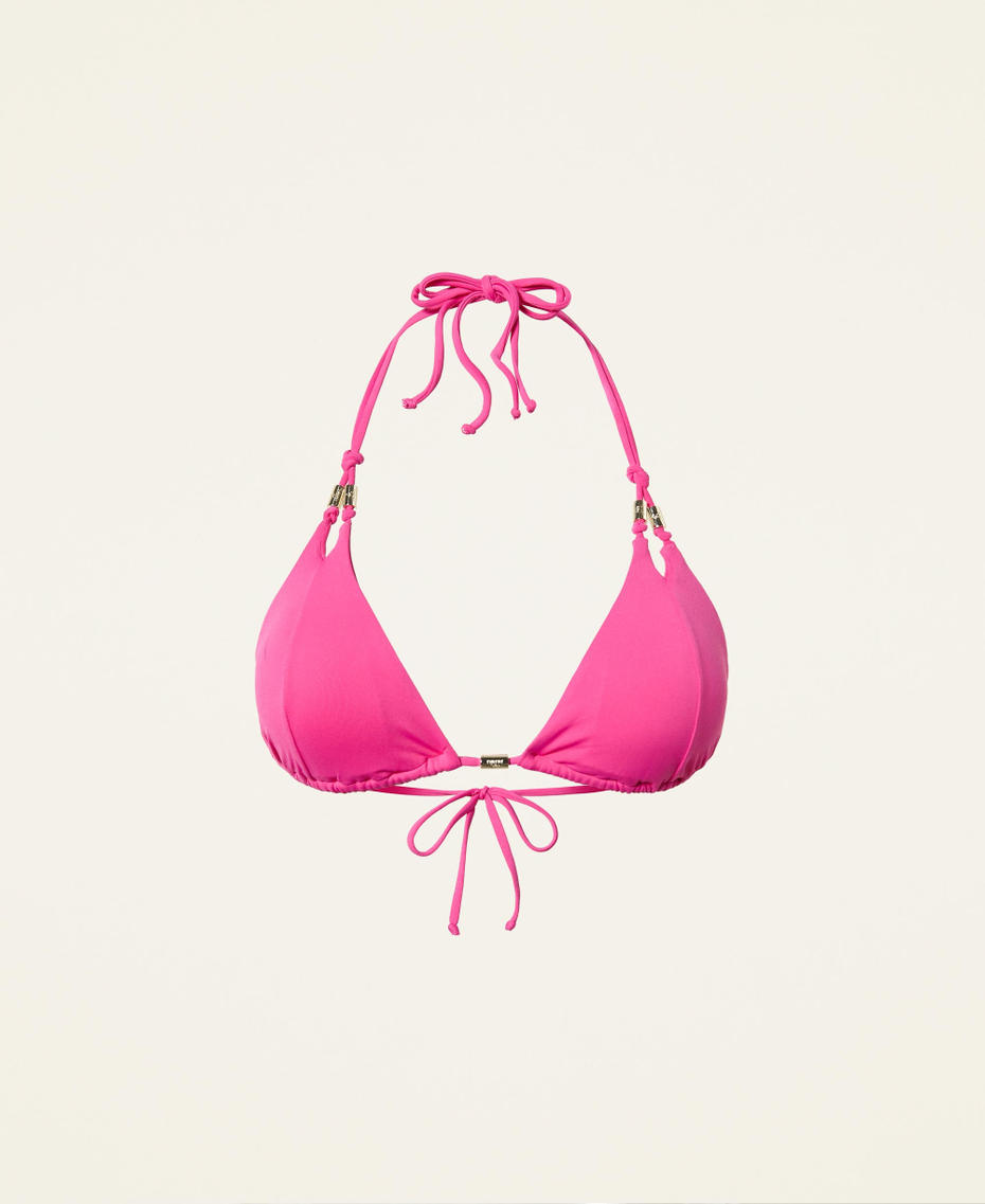 Triangle bikini top with cutout and knots