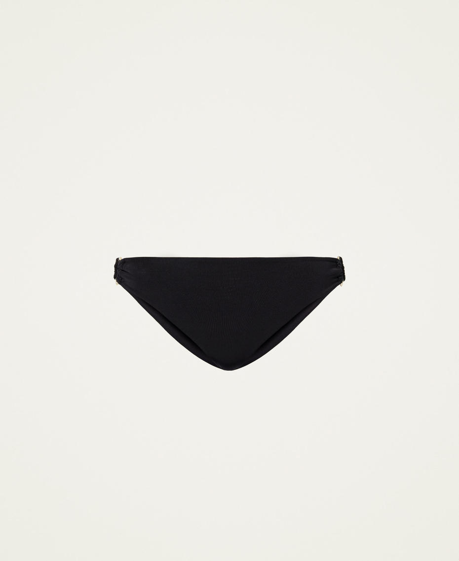 Bikini bottom with loops Black Woman 221LBMF66_00006_S0