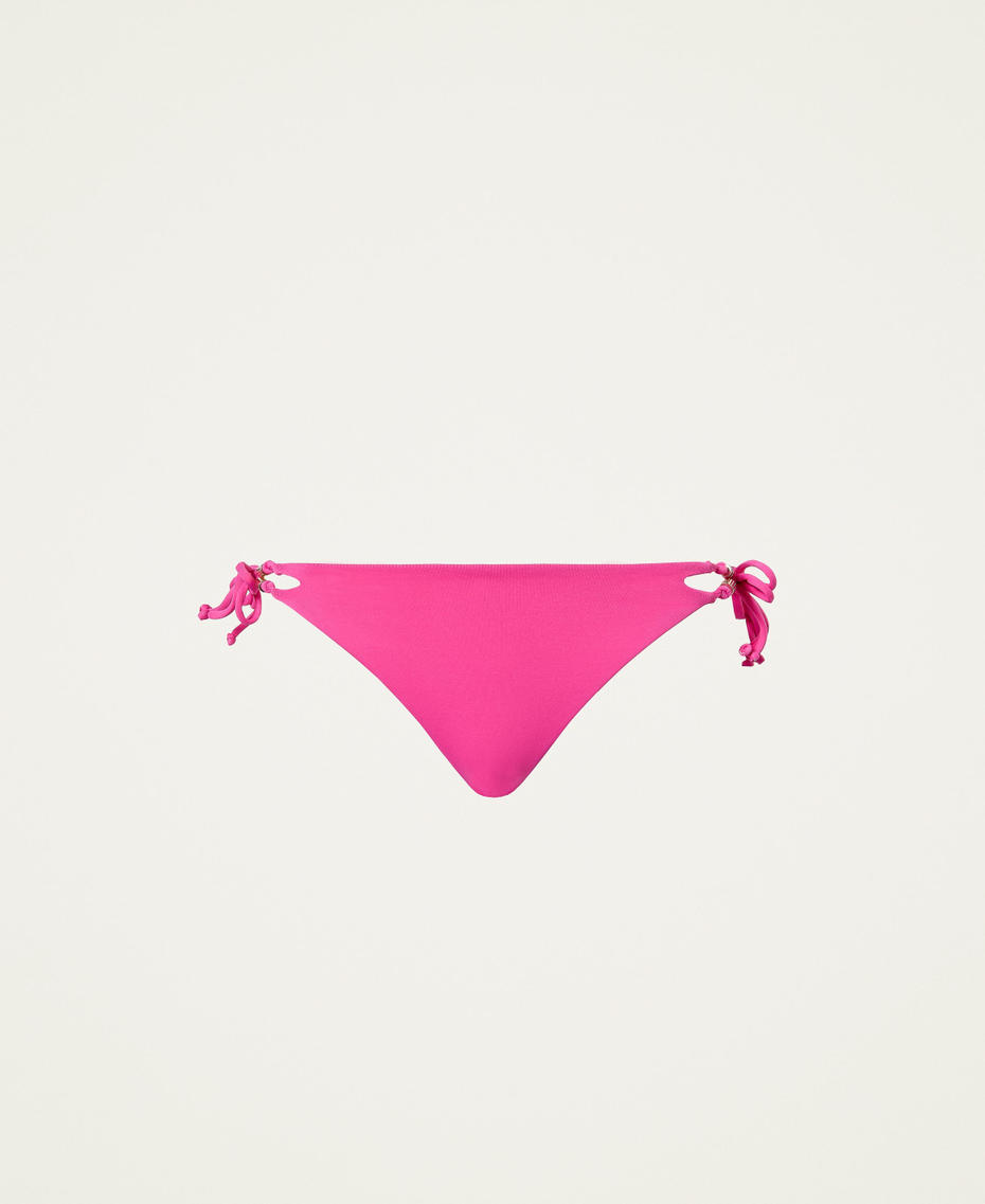 Bikini thong with cutouts and knots "Raspberry” Fuchsia Woman 221LBMF88-0S