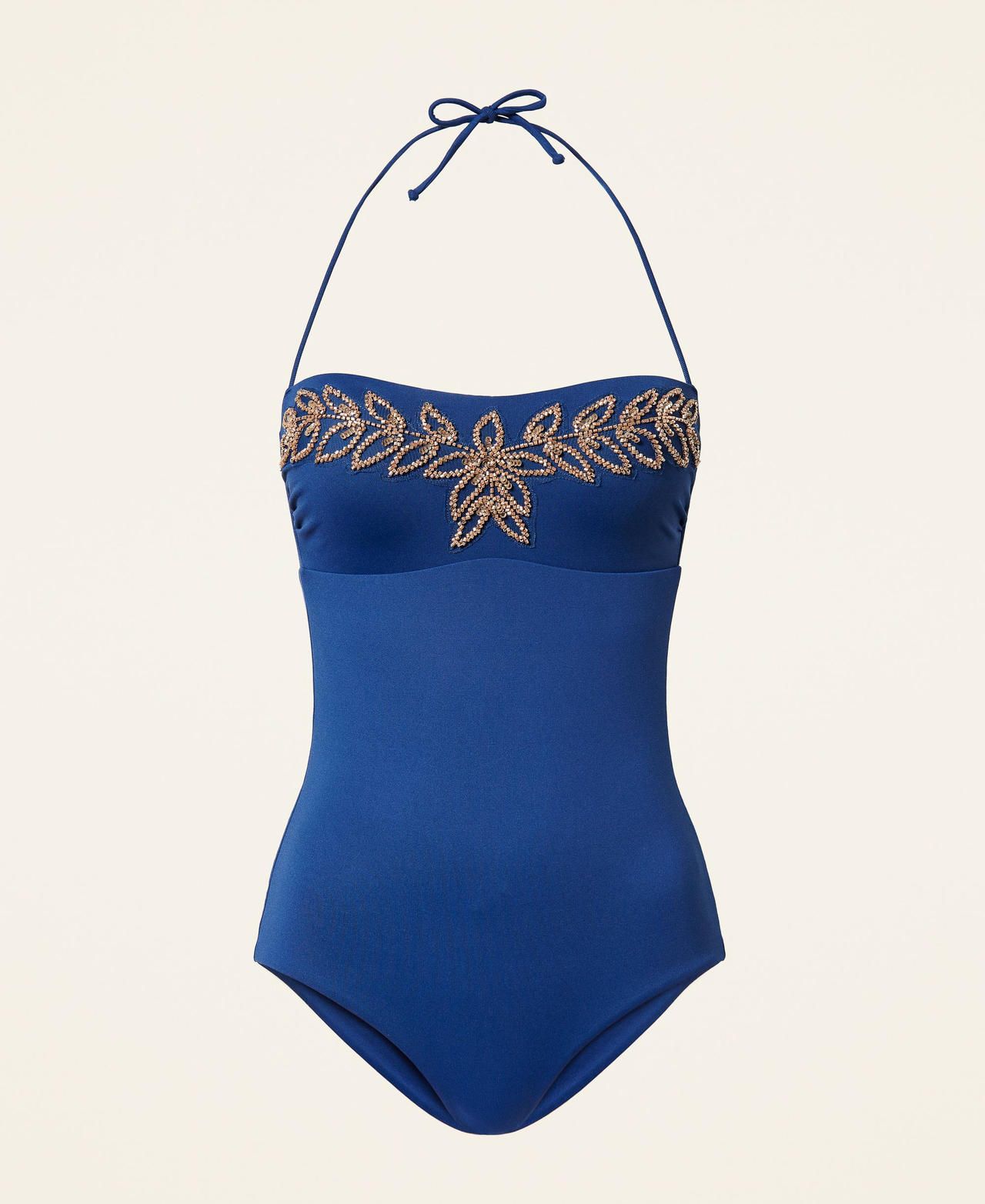 One-piece swimsuit with embroidery "Summer Blue" Woman 221LBMG00-0S