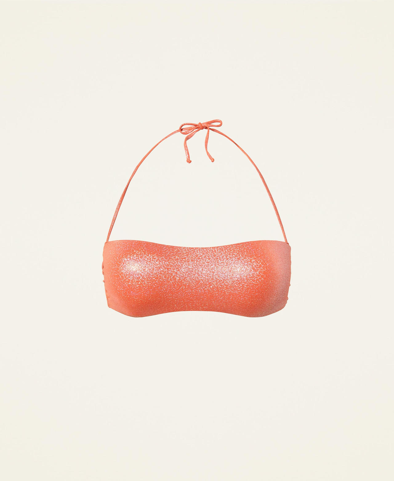 Bandeau-Bikinitop mit Glitter „Orange Sun“-Orange Frau 221LBMH11-0S