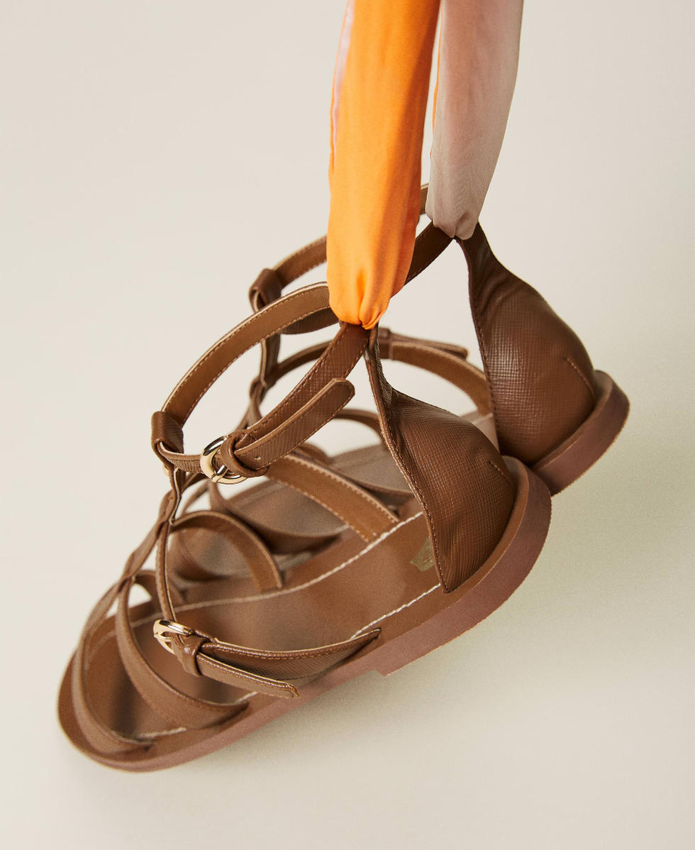 Cage sandals with removable bow Woman Brown TWINSET Milano