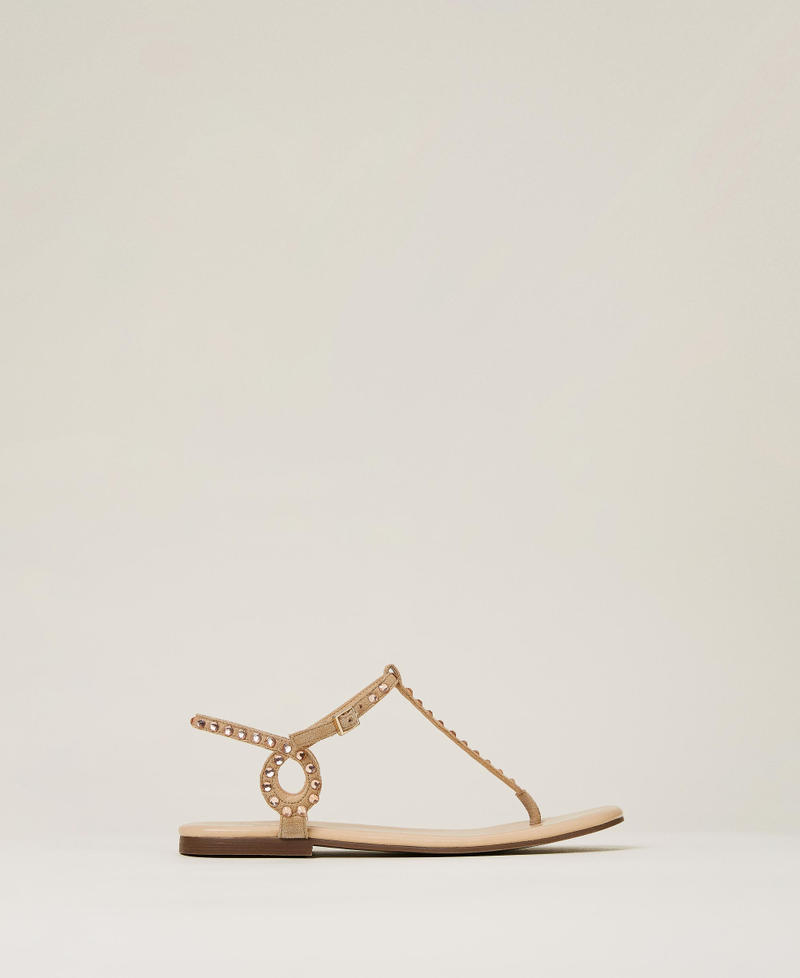 Sandals with full rhinestone embroidery