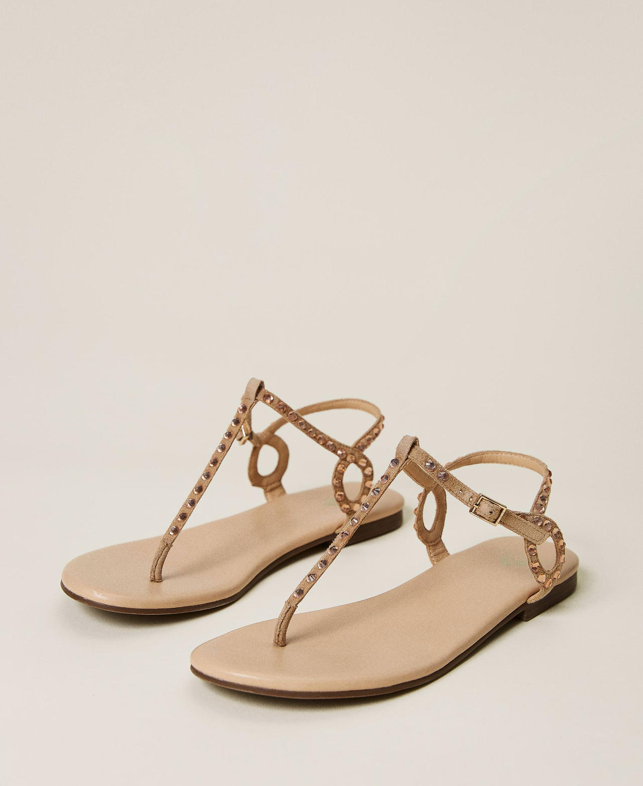 Sandals with full rhinestone embroidery