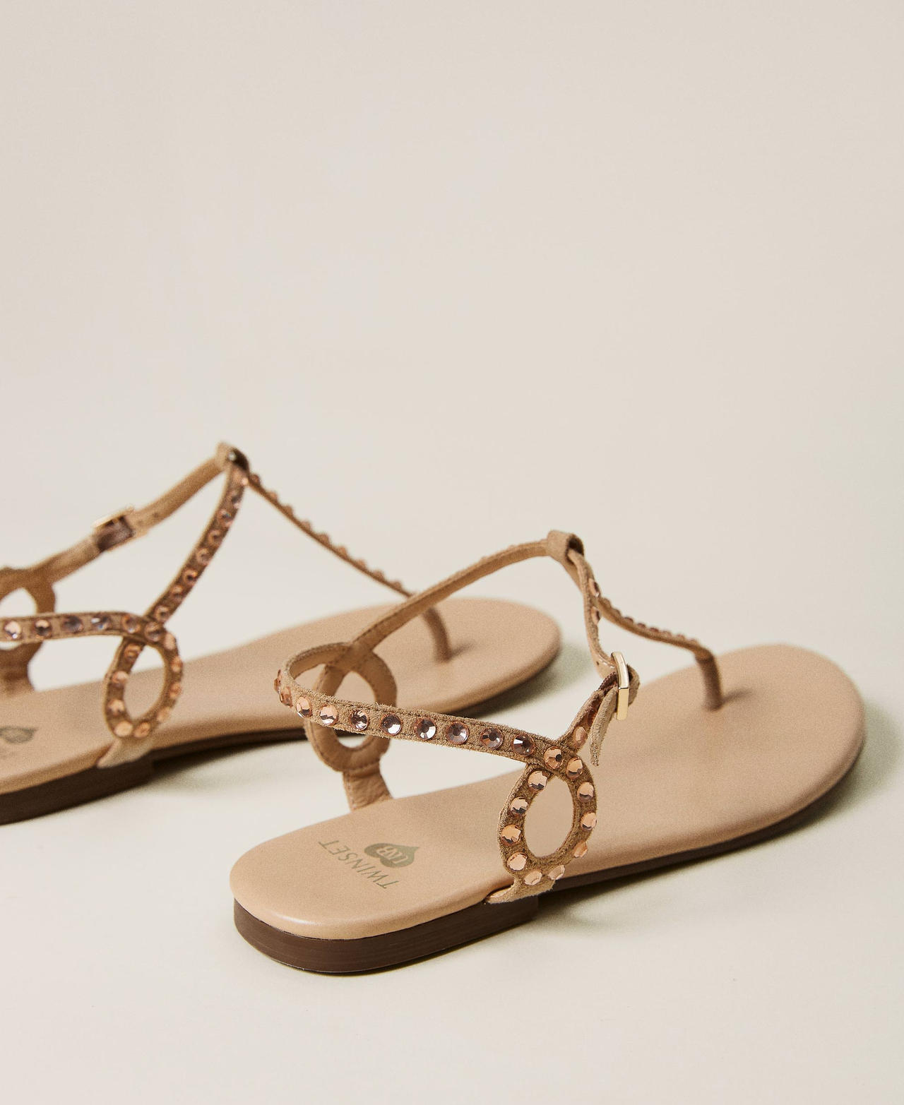 Sandals with full rhinestone embroidery