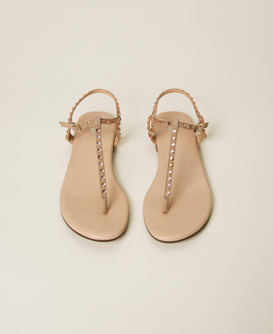 Sandals with full rhinestone embroidery