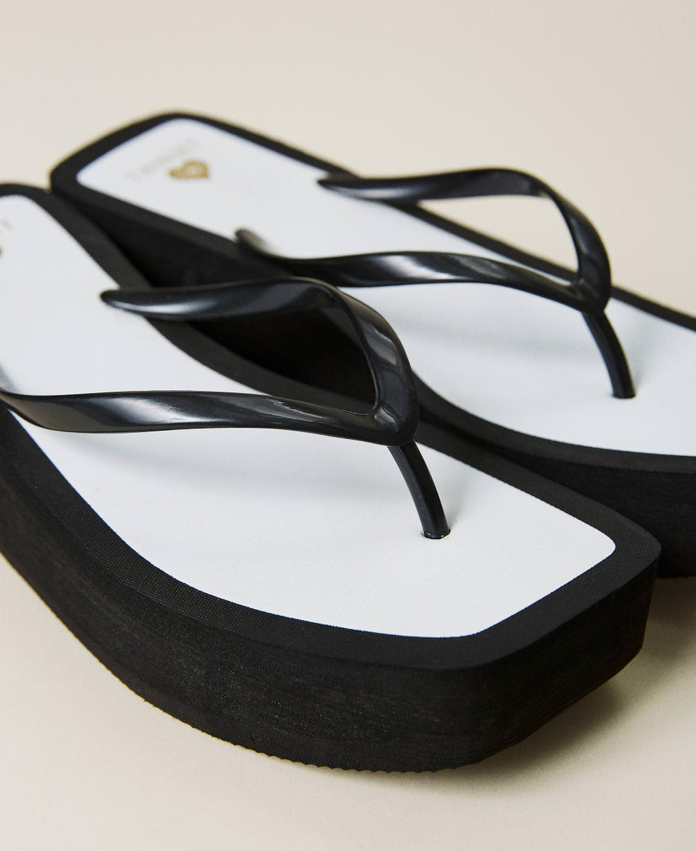 Tongs compensées noires clearance