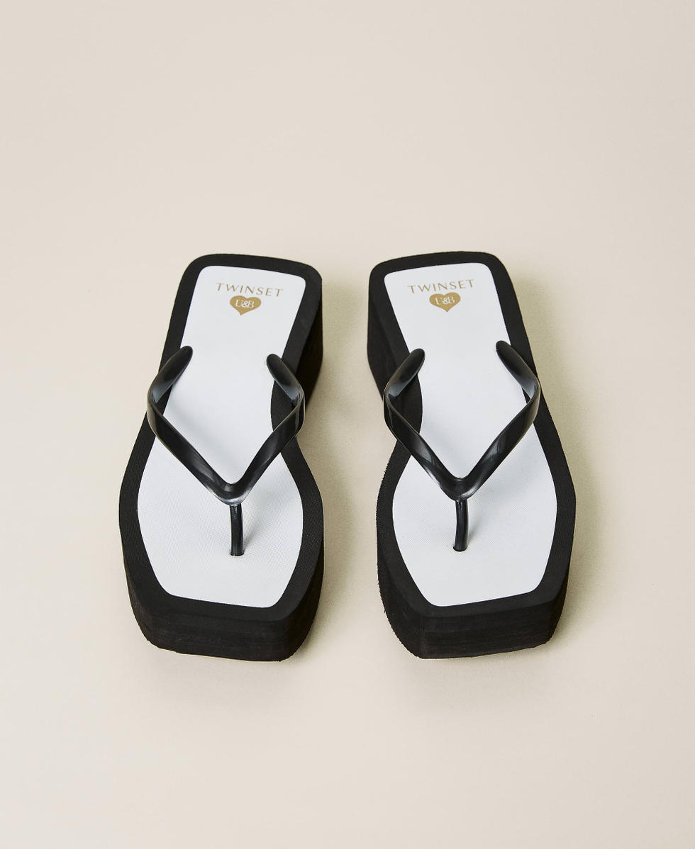 Black V-Strap Flatform Thong Sandals - CHARLES & KEITH SG