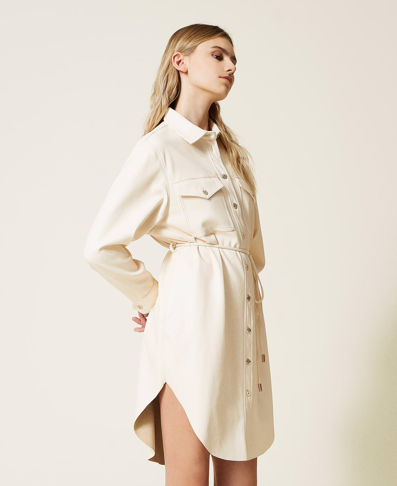 Shirt dress with belt
