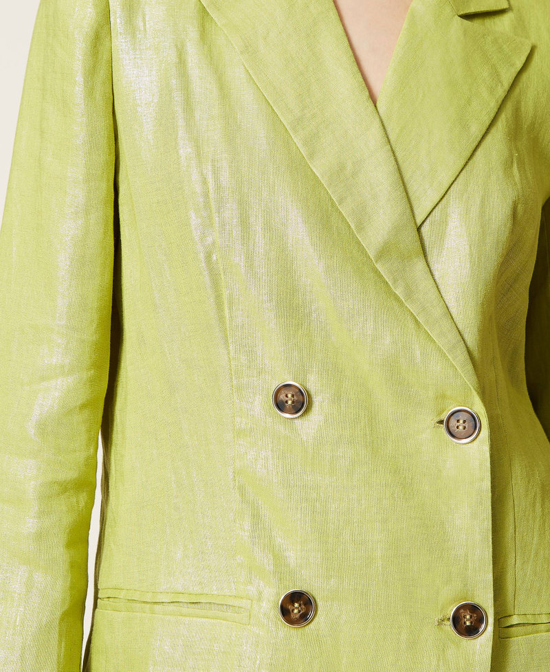 Giacca blazer in lino laminato Verde "Green Oasis" Donna 221LL23XX-05