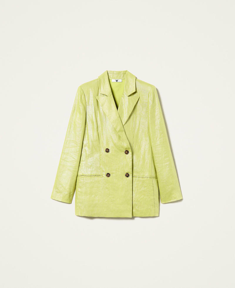 Laminated linen blazer