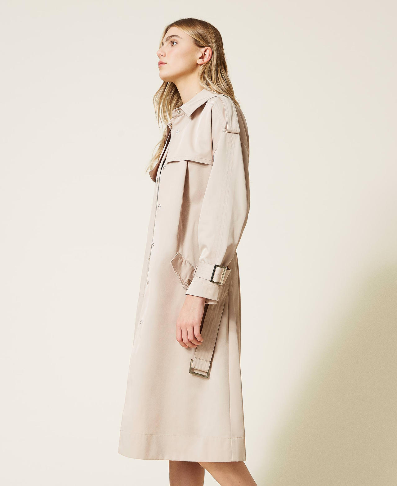 Gabardine trench coat with inserts Nougat Beige Woman 221LL24AA-03
