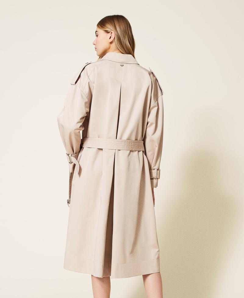 Gabardine trench coat with inserts Nougat Beige Woman 221LL24AA-04