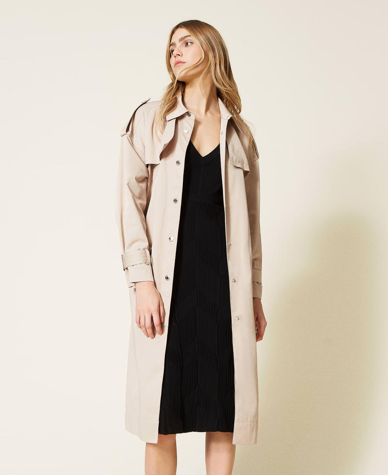 Gabardine trench coat with inserts Nougat Beige Woman 221LL24AA-05