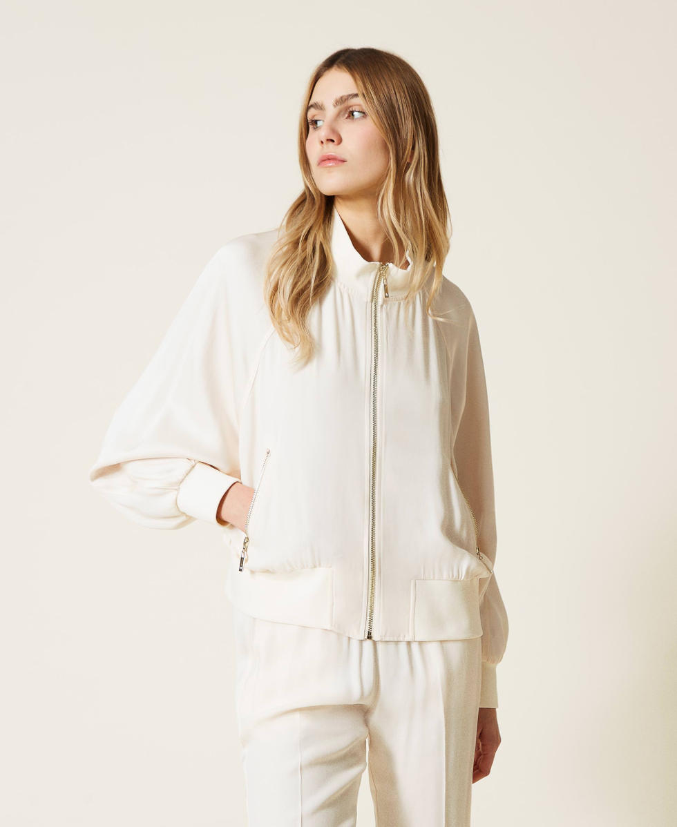 White silk bomber jacket new arrivals
