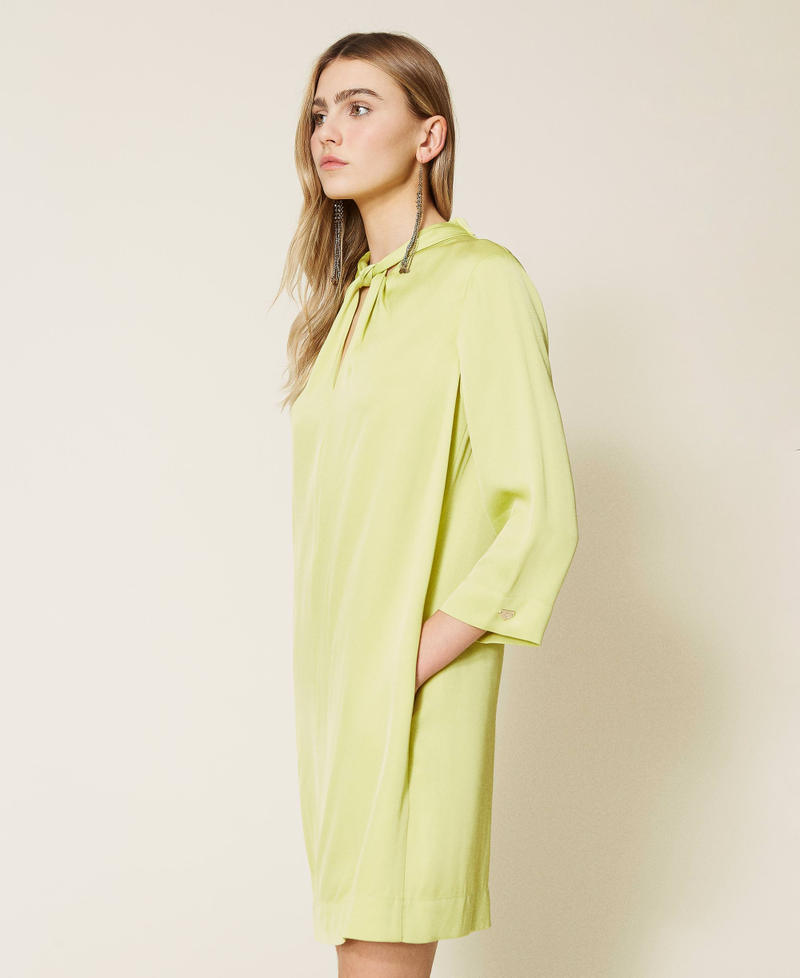Kurzes Kleid mit Drapierung „Green Oasis“-Grün Frau 221LL24JJ-02