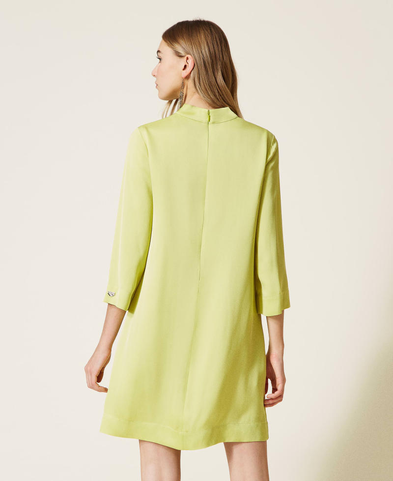 Kurzes Kleid mit Drapierung „Green Oasis“-Grün Frau 221LL24JJ-03