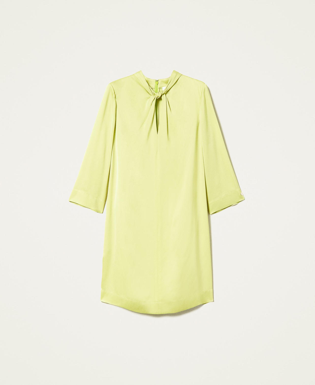 Kurzes Kleid mit Drapierung „Green Oasis“-Grün Frau 221LL24JJ-0S