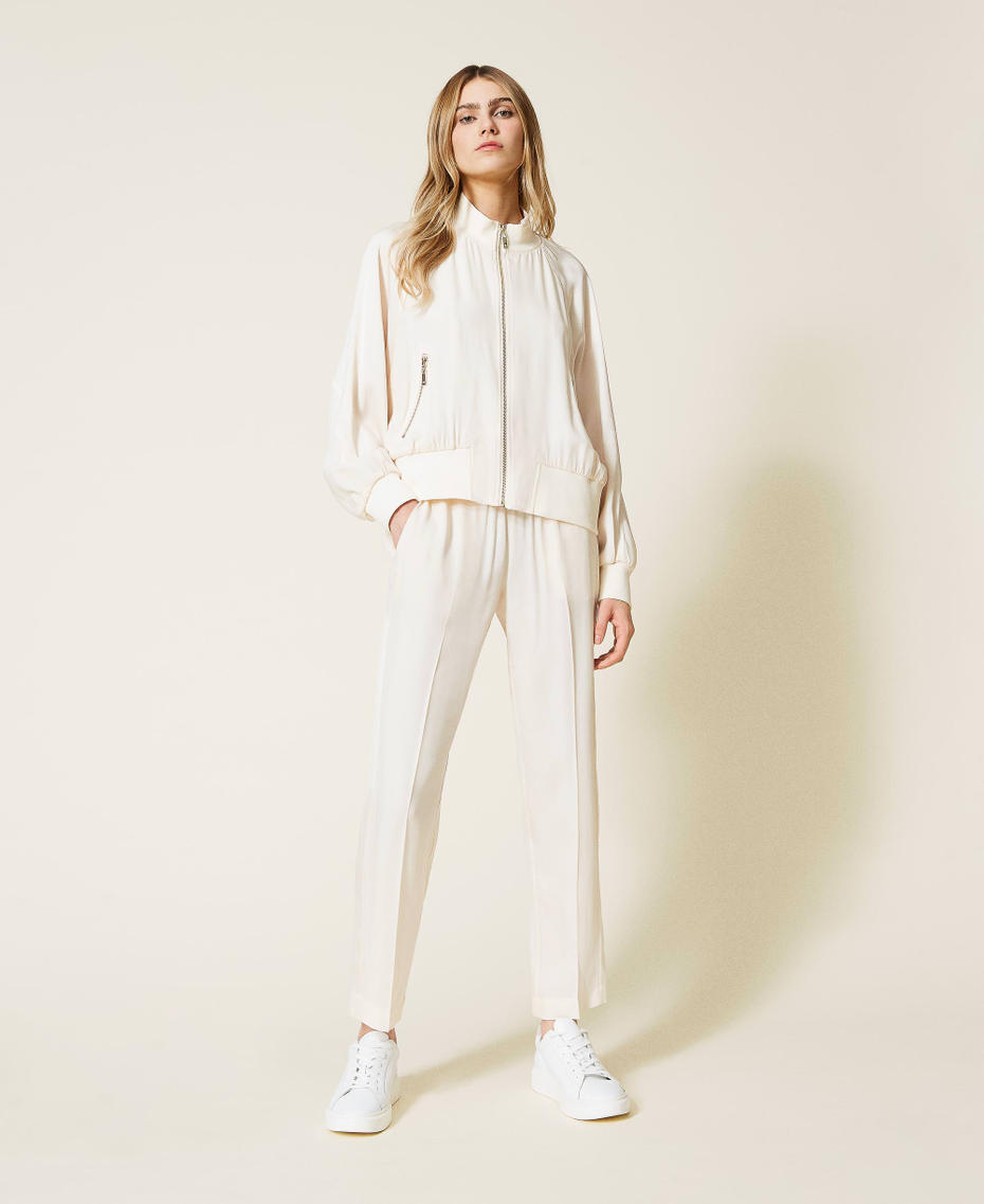 Pantaloni con bande laterali Bianco "Mystic White" Donna 221LL24NN-01