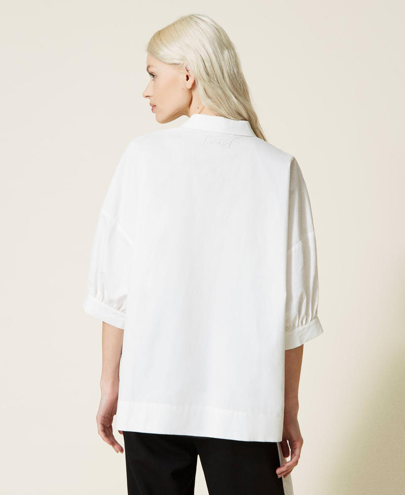 Camicia in popeline con ricamo Bianco Neve Donna 221LL25AA-05