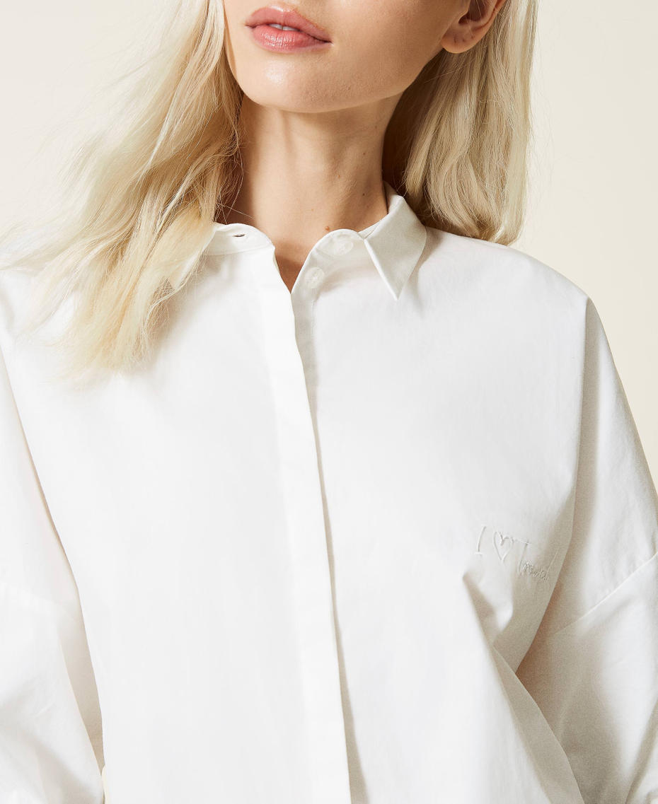Poplin shirt with embroidery