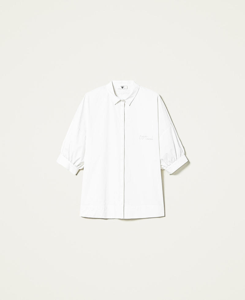 Poplin shirt with embroidery