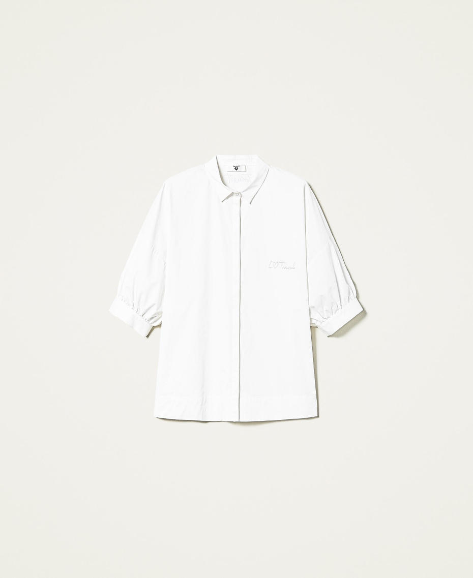Poplin shirt with embroidery
