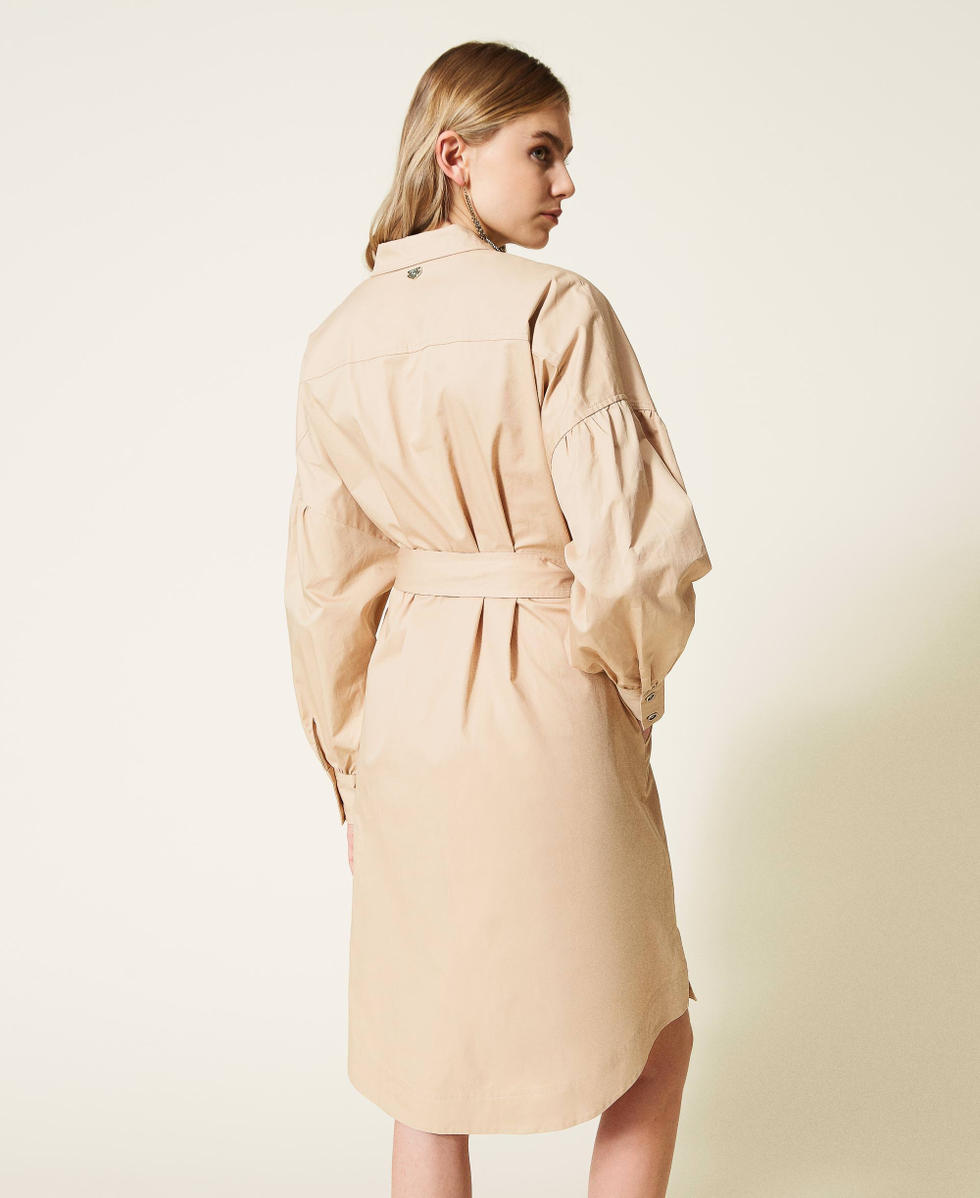 Poplin shirt dress Woman, Beige | TWINSET Milano