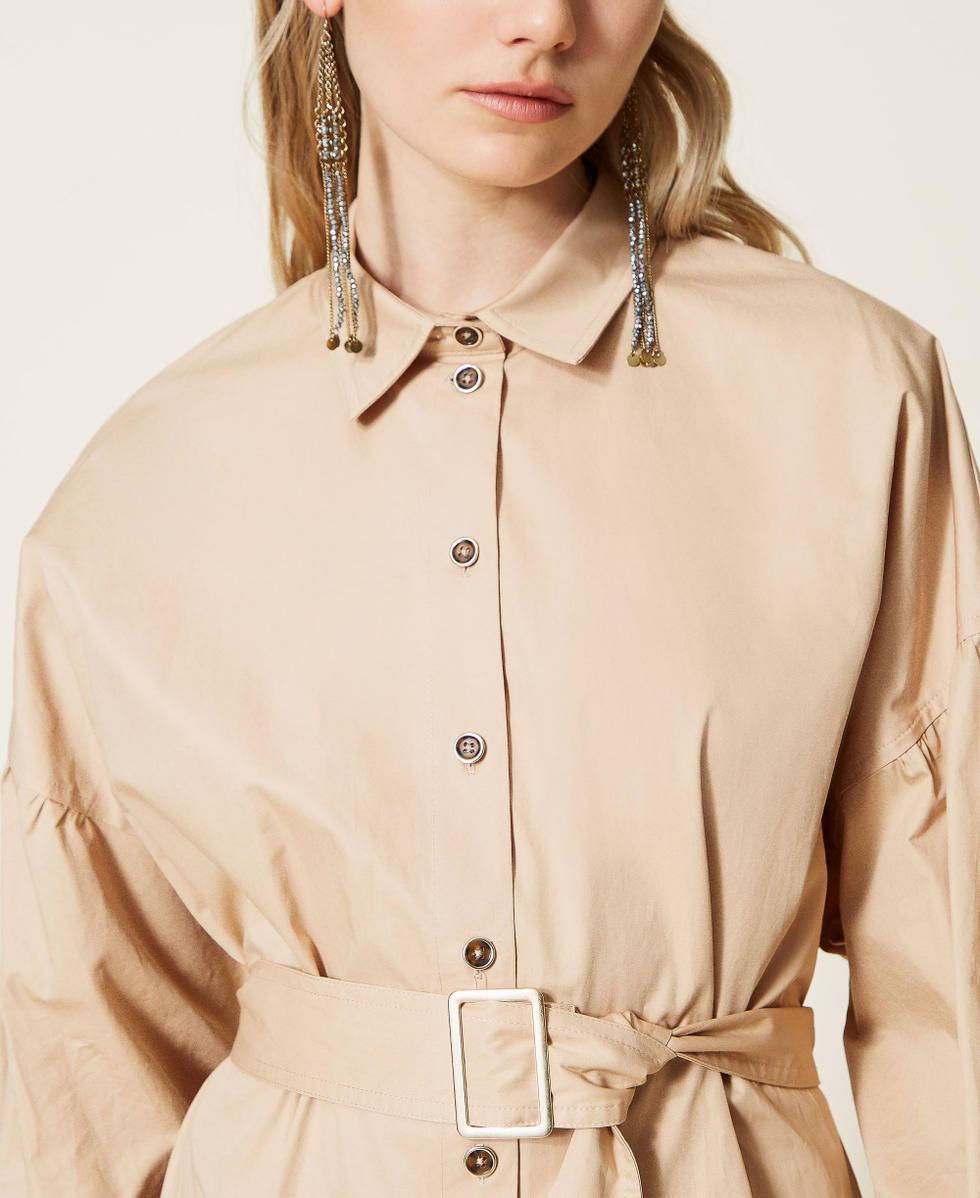 Poplin shirt dress Woman, Beige | TWINSET Milano