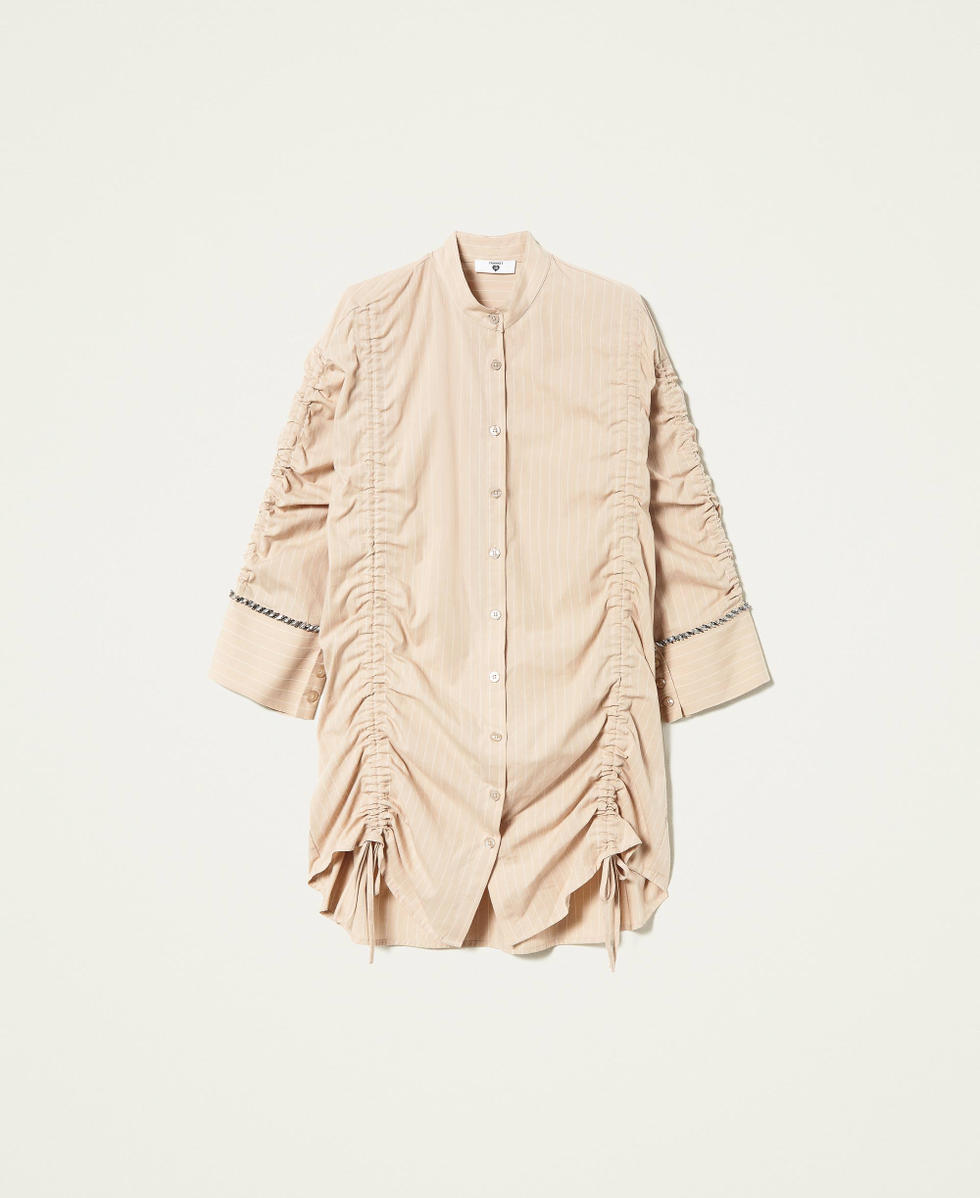 Maxihemd aus Jacquard mit Stickerei