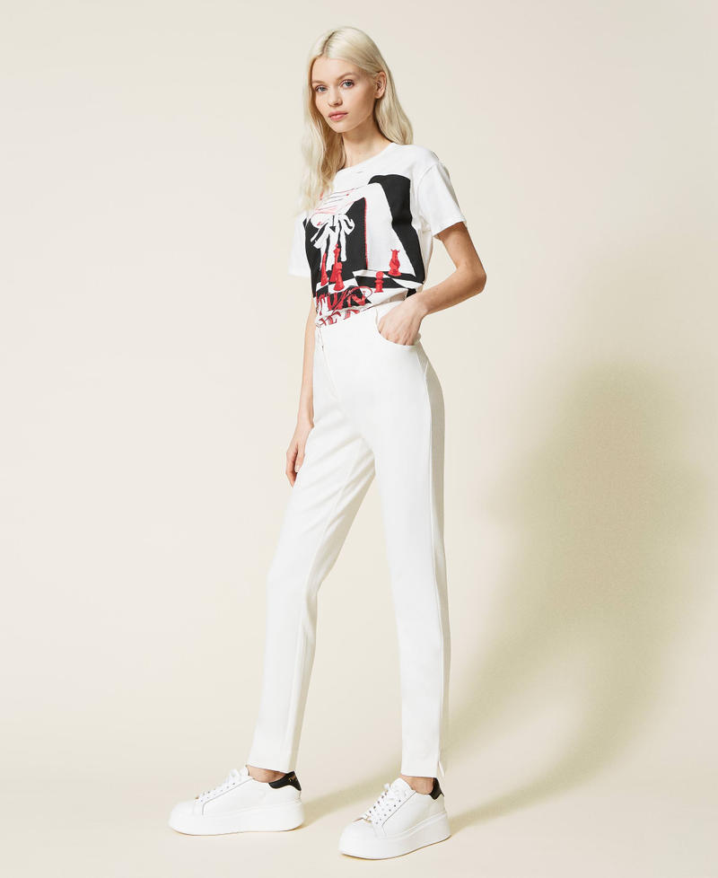 Pantalon skinny avec fentes Blanc Neige Femme 221LL26GG-02
