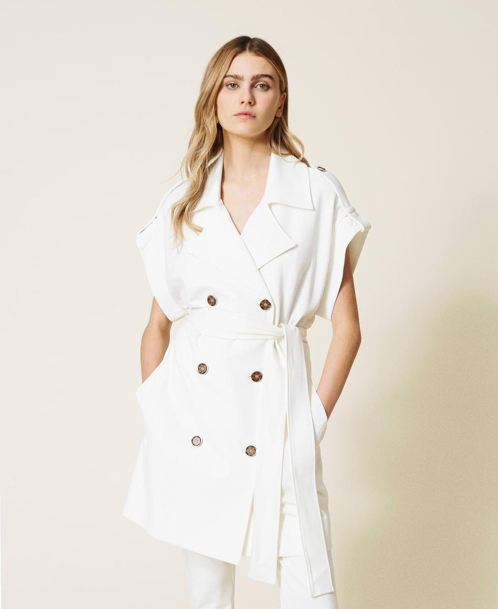 Trench-gilet avec ceinture Femme, Blanc | TWINSET Milano